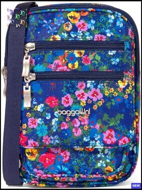 Floral Crossbody Bag Lightweight Travel Handbag RFID Blocking Adjustable Strap